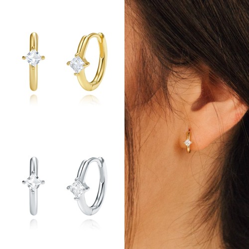 Elegant Cubic Zirconia Hoop Earrings for Women Engagement Wedding Trendy Jewelry Gift