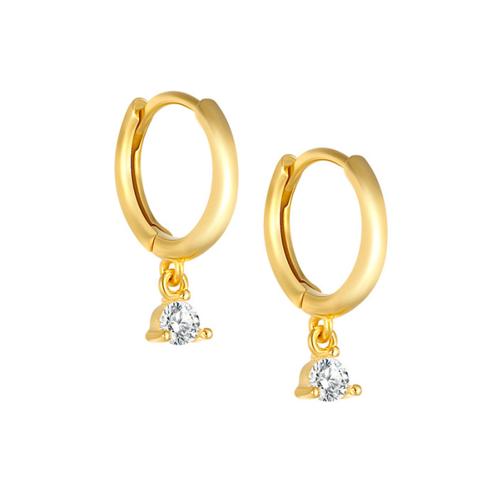 Chic Hypoallergenic Colorful Zircon Piercing Huggies Hoop Dangle Earrings Trendy Casual Jewelry Gift