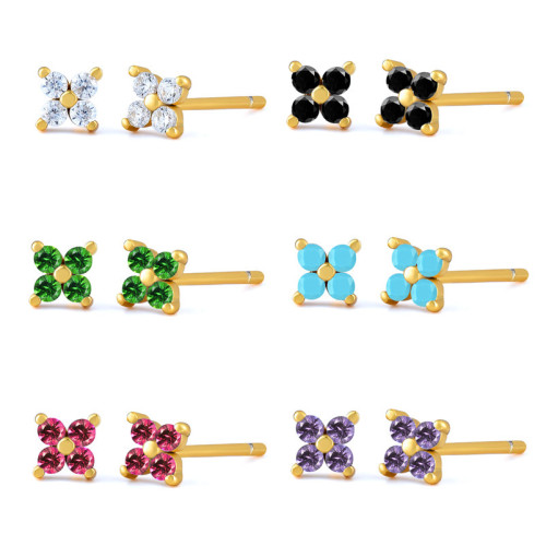 Chic Hypoallergenic Flower Mini Zircon Cartilage Piercing Stud Earring Trendy Party Festival Casual Jewelry Gift