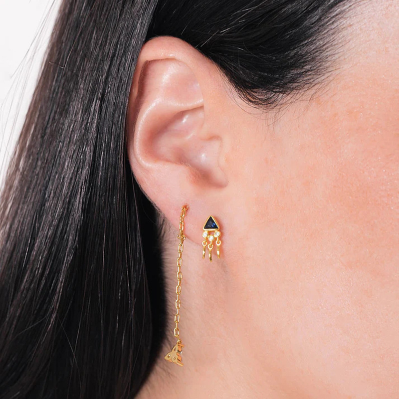 Chic Hypoallergenic Piercing Tassel Chain Zircon Stud Earrings For Women K Gold Elegant Jewelry Party Gift 216045291678