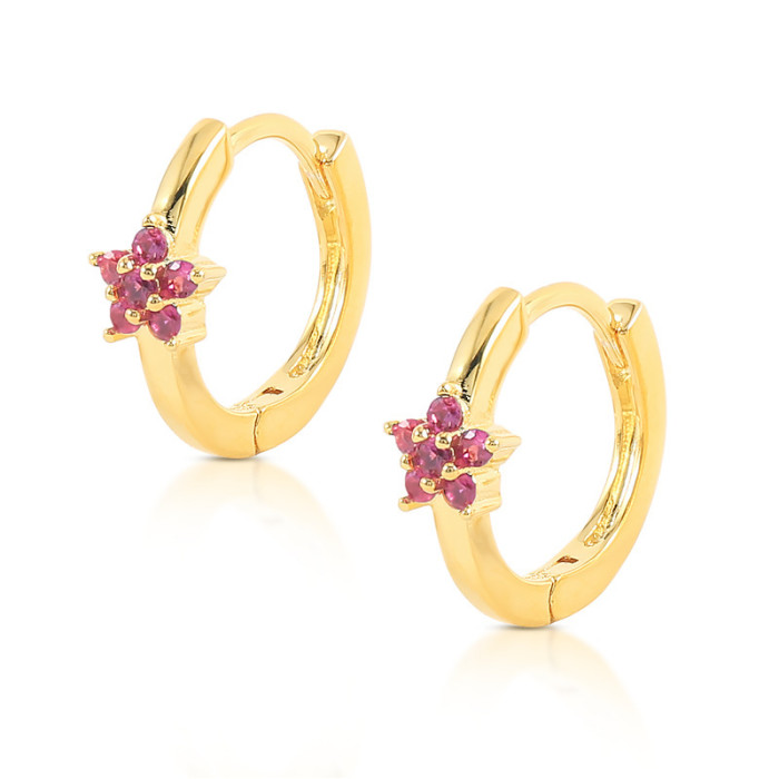 Chic Hypoallergenic Hoop Earrings for Women Zircon Earring Luxury Mini Flower Earings Jewelry Gift