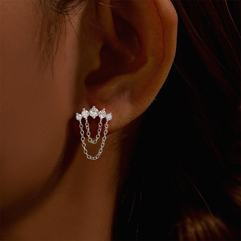 Chic Hypoallergenic Zircon Chain Tassel Earrings For Women Trendy Party Festival Casual Jewelry Gift 216045286020