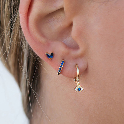 Chic Hypoallergenic Zircon Piercie Evil Eye Shaped Earring Trendy Party Festival Casual Jewelry Gift