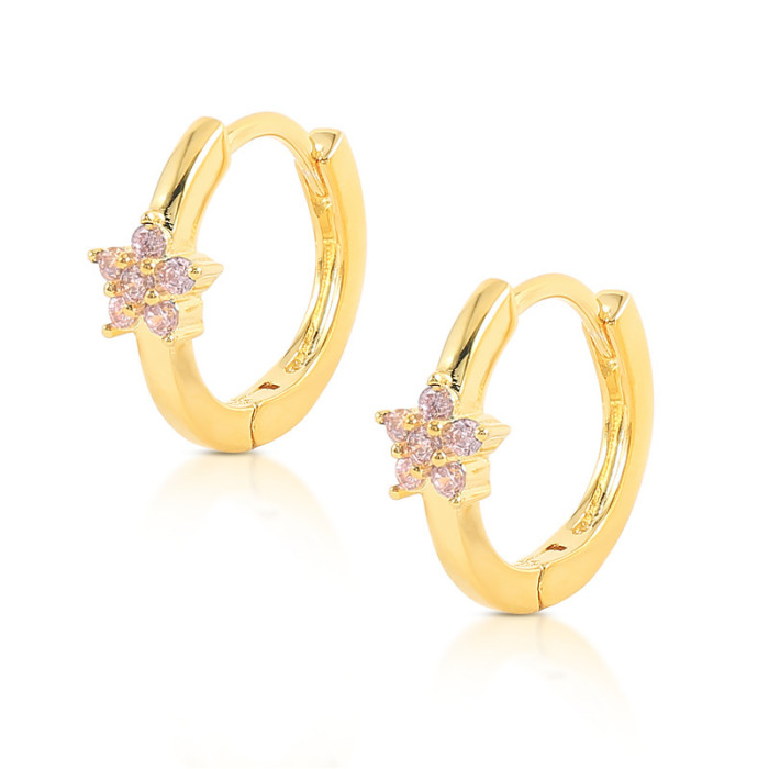 Chic Hypoallergenic Hoop Earrings for Women Zircon Earring Luxury Mini Flower Earings Jewelry Gift