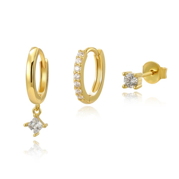 Chic Hypoallergenic Piercing Earrings Set for Women Geometric Zircon Party Jewelry Gift