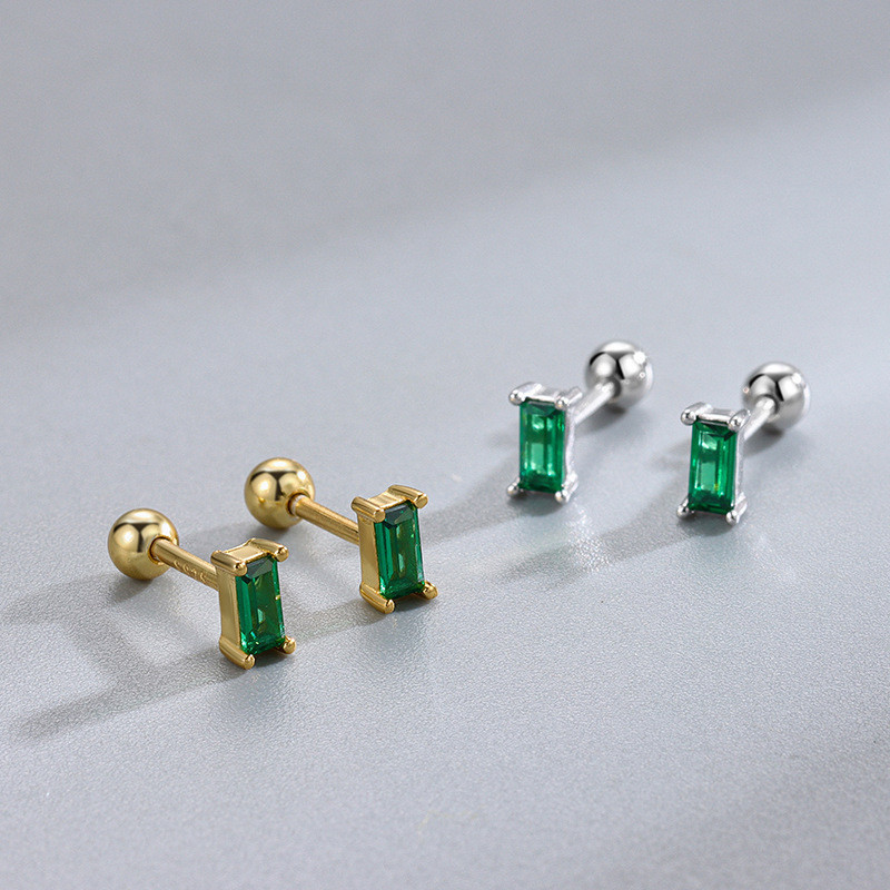Geometric Cubic Zirconia Square stud Earrings for Women Fashion Elegant Small Earring Jewelry Gifts