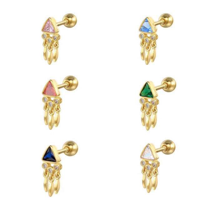 Chic Hypoallergenic Piercing Tassel Chain Zircon Stud Earrings for Women K Gold Elegant Jewelry Party Gift