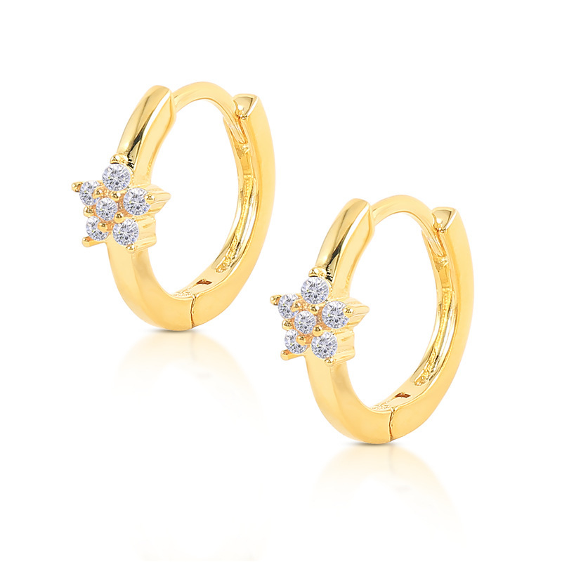 Chic Hypoallergenic Hoop Earrings For Women Zircon Earring Luxury Mini Flower Earings Jewelry Gift 216045296598