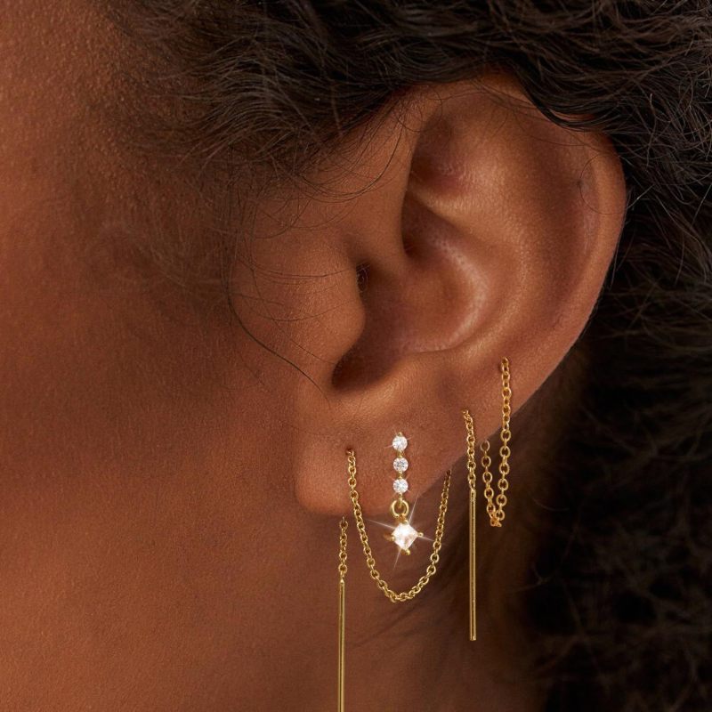 Classic CZ  Twisted Round Cicrcle Huggies Piercing Earrings Set for Women Minimalist Cartilage Buckle Jewelry