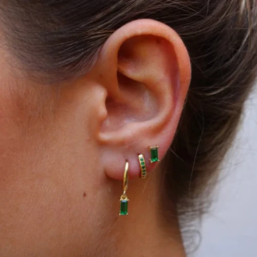 Exquisite 3pcs/set Hoop Earring Set For Women Zircon Piercing Ear Studs Party Festival Trendy Casual jewelry Gift