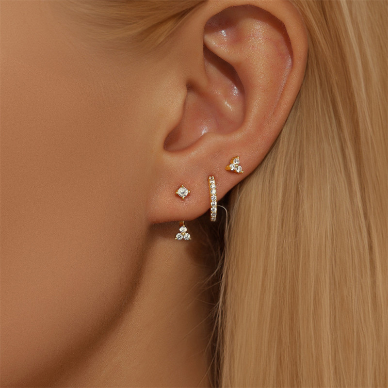 Chic Hypoallergenic White Zircon Earrings Set for Women Engagement Mother's Day Gift