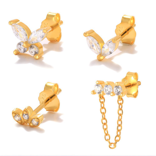 Chic Hypoallergenic Zircon Tassel Chain Stud Earrings for Women Delicate Butterfly Earring for Women Jewelry Gifts