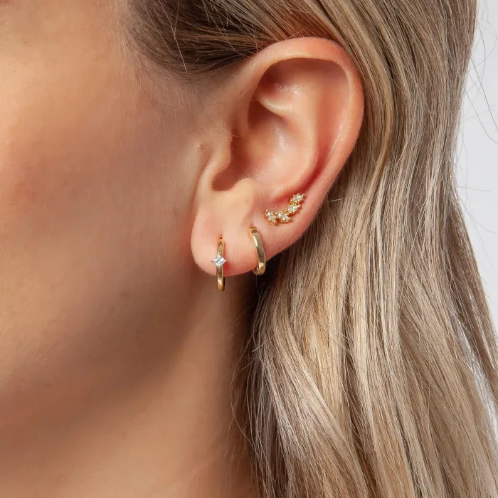 Chic Hypoallergenic 3pcs/Set Zircon Piercie Hoop Earrings for Women Girl Daily Wear Jewelry