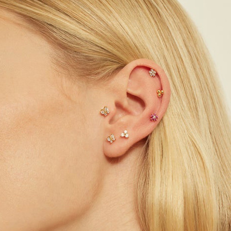 Chic Hypoallergenic Flower Mini Zircon Cartilage Stud Earring For Women Trendy Party Festival Casual jewelry Gift