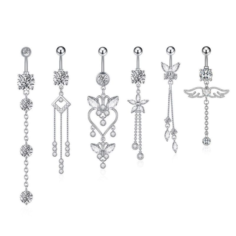 Chic Hypoallergenic Women Belly Piercing Ring Stainless Steel Long Dangling Sexy Accessories Woman Body Jewelry Navel Piercing