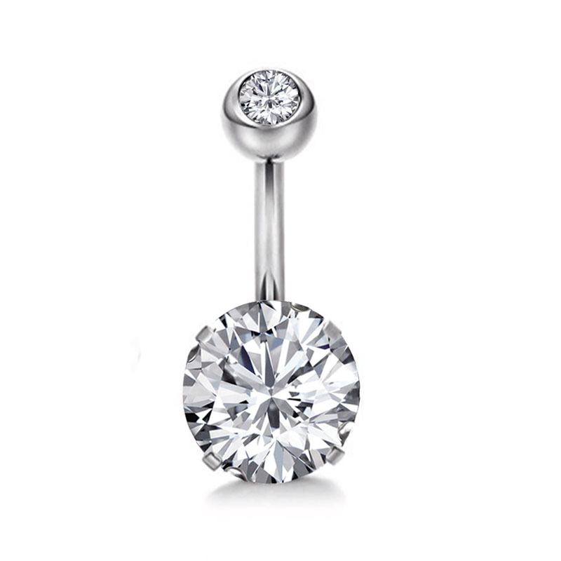 Chic Piercing Navel Steel Single Crystal Rhinestone Belly Button Rings Navel Piercing Casual Jewelry Gift 216045271998