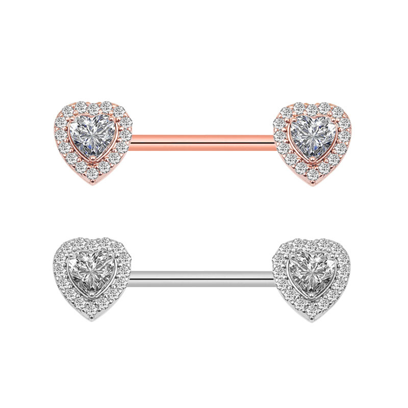 Chic Hypoallergenic Nipple Rings For Women Stainless Steel Heart Cz Barbell Nipplerings Piercing Jewelry 216045262035