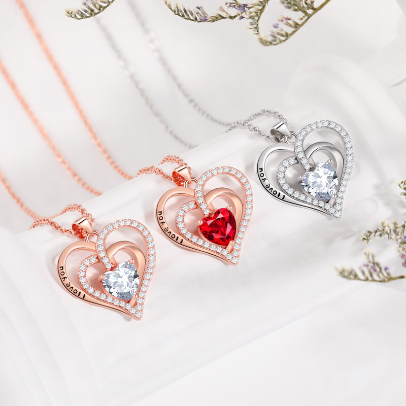 Personalized Crystal Heart Pendant Necklace for Women Trendy Party Festival Casual Jewelry Gift