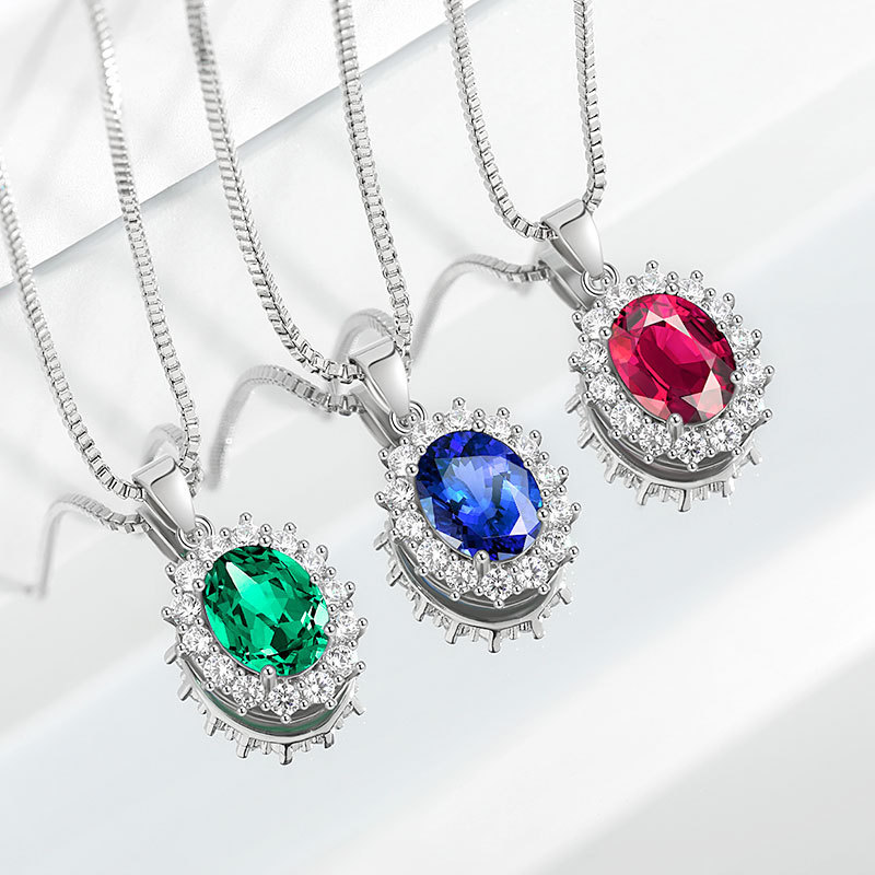 Chic Oval Gemstone Pendant Necklace for Women Stylish Trendy Party Festival Casual Jewelry Gift