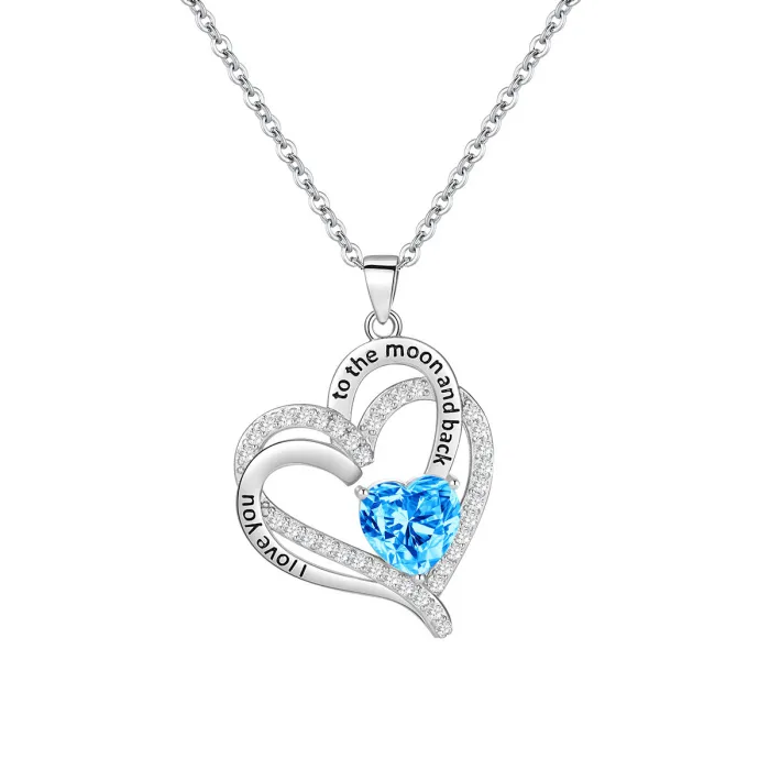 Dainty Elegant Heart Necklace with Heart Birthstones Couple Necklace Trendy Casual Jewelry Gift