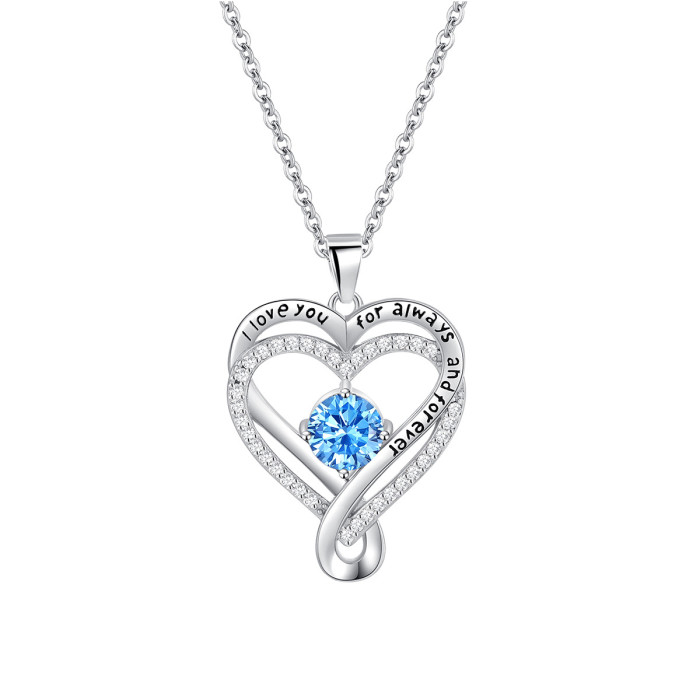 Elegant Women Double Heart Necklace Crystal Stone Series Love Necklace Trendy Party Festival Casual jewelry Gift