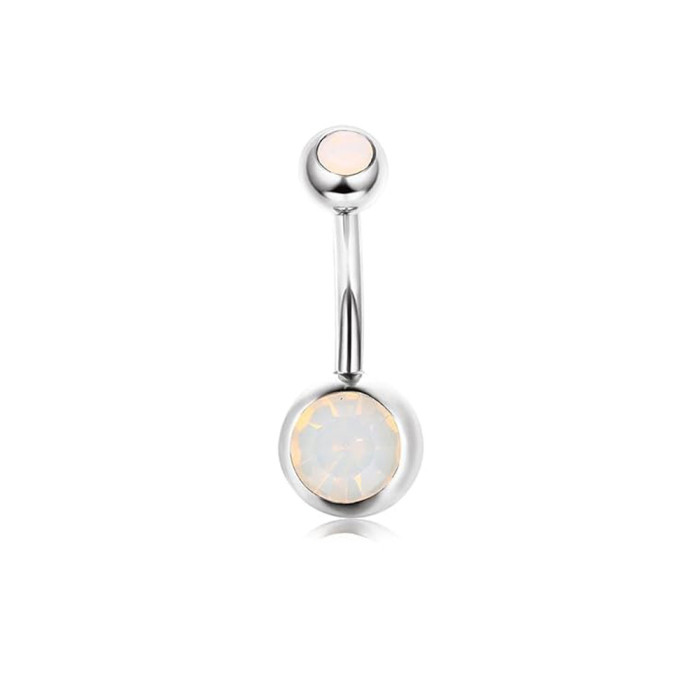 Chic Hypoallergenic Stainless Steel Belly Button Rings Belly Earring CZ Opal Navel Rings Barbell Body Piercings Jewelry