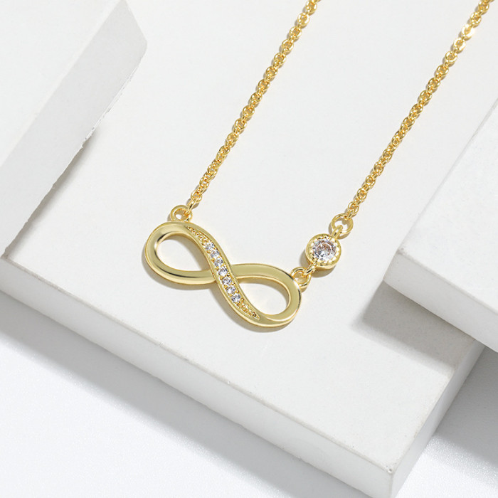 Dainty Elegant Infinity Forever Love Necklace CZ Pendant Necklace for Women Gift Jewelry