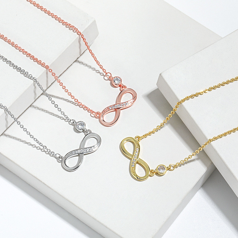 Dainty Elegant Infinity Forever Love Necklace CZ Pendant Necklace for Women Gift Jewelry