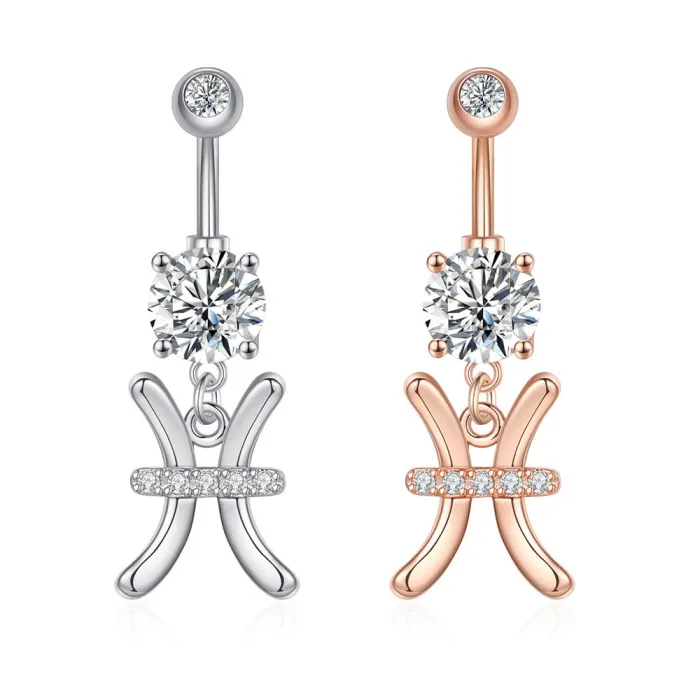 Chic Elegant Twelve Constellations of Zircon Navel Ring Piercing Jewelry for Women Jewelry Gift