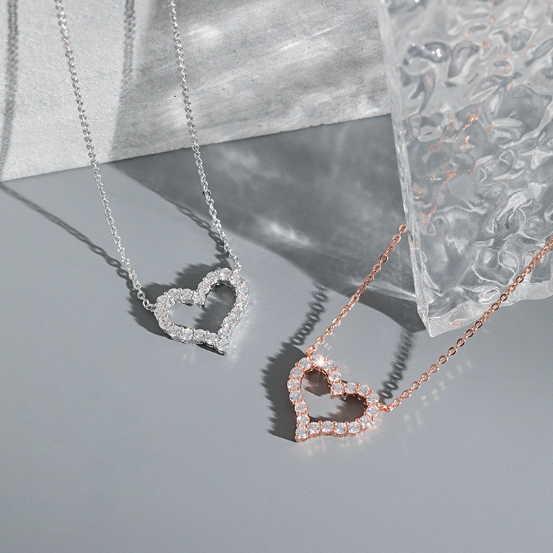 Classic Delicate Heart-shaped Zircon Necklace For Women Stylish Trendy Party Festival Casual jewelry Gift