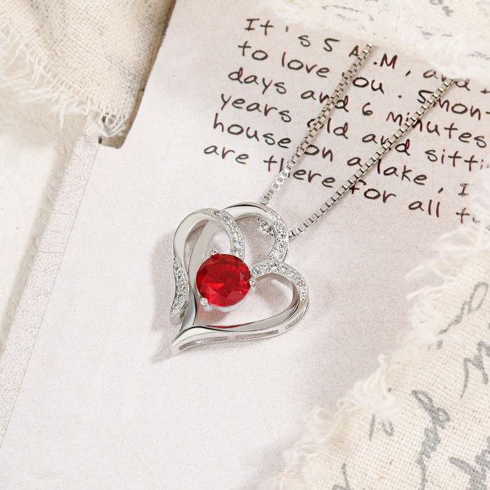 Dainty Elegant  Zircon Pendant Heart Necklace Romantic Birthday Wedding Party Jewelry Gift