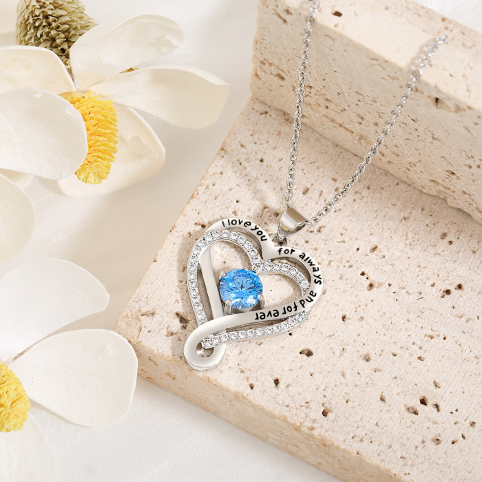 Elegant Women Double Heart Necklace Crystal Stone Series Love Necklace Trendy Party Festival Casual jewelry Gift