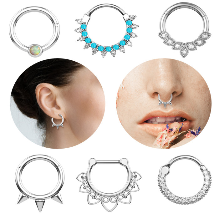 Chic Hypoallergenic Titanium Septum Ring Daith Piercing Earrings Jewelry Nose Rings for Women