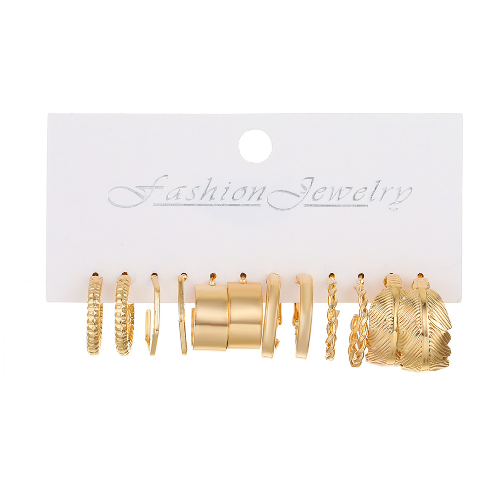 Vintage Hoop Pearl Earrings Set For Women Geometric Metal Twist Earring Fashion Jewelry Gifts 2024 216045273474