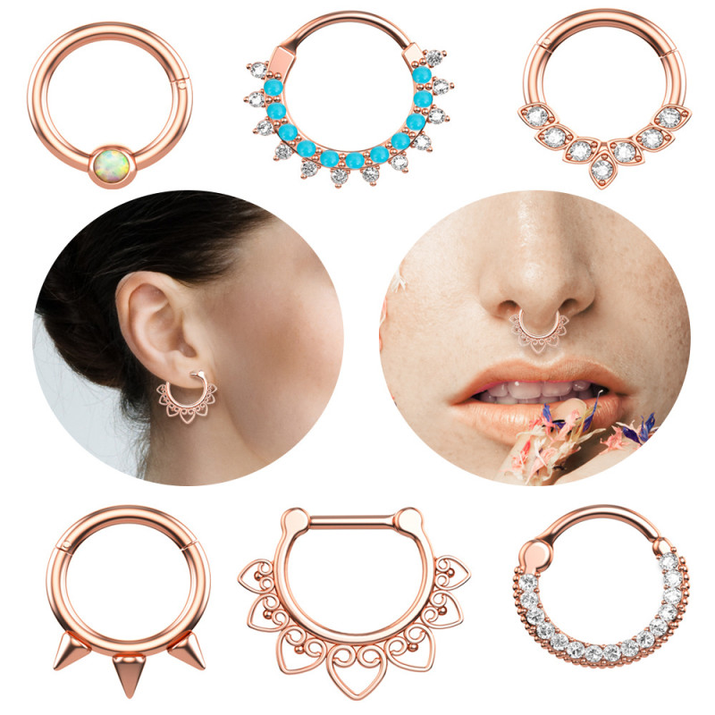 Chic Hypoallergenic Titanium Septum Ring Daith Piercing Earrings Jewelry Nose Rings for Women