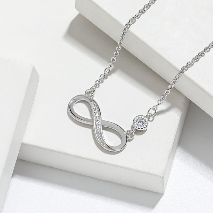 Dainty Elegant Infinity Forever Love Necklace CZ Pendant Necklace for Women Gift Jewelry
