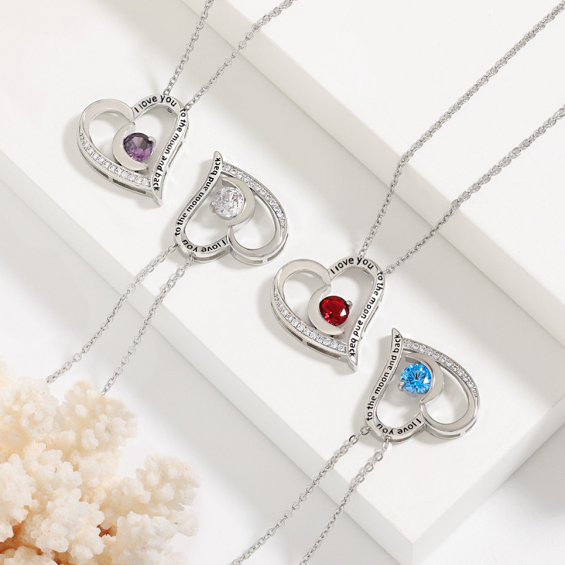 Classic Refined Heart Necklace for Women Zircon Initial Pendant Chain Necklace Valentine's Day Gift