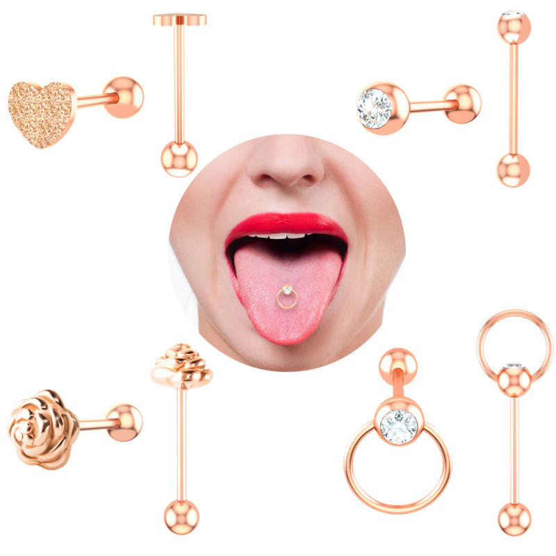 Chic Tongue Studs Stainless Steel CZ Belly Lip Cartilage Daith Surface Tragus Piercing Jewelry
