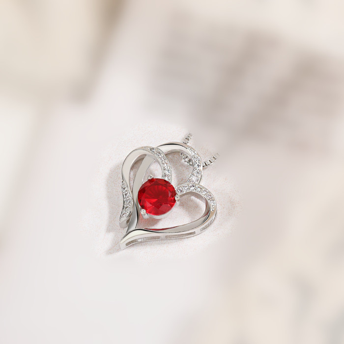 Dainty Elegant  Zircon Pendant Heart Necklace Romantic Birthday Wedding Party Jewelry Gift