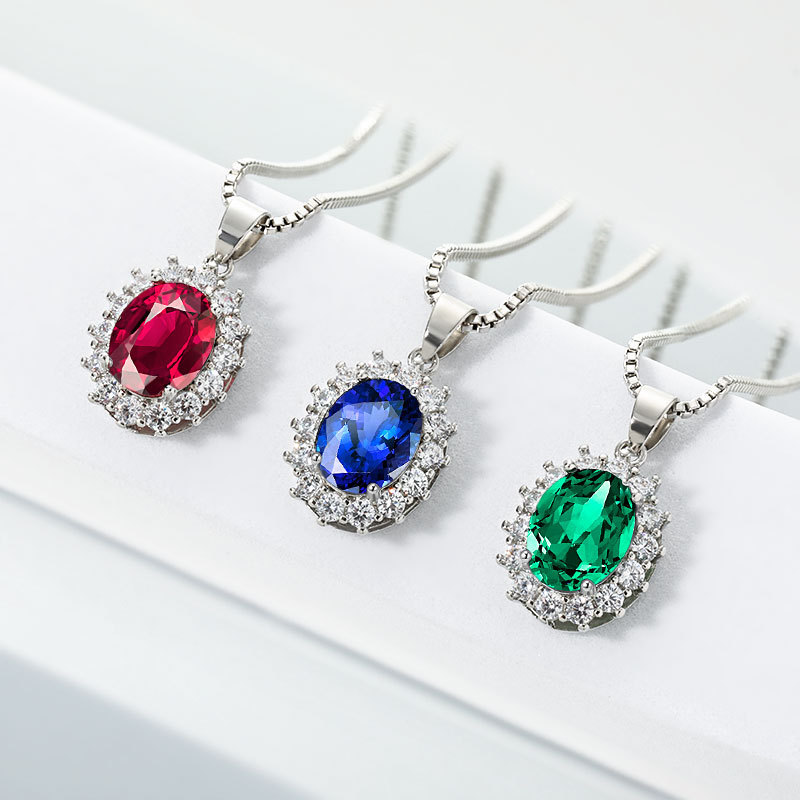 Chic Oval Gemstone Pendant Necklace for Women Stylish Trendy Party Festival Casual Jewelry Gift