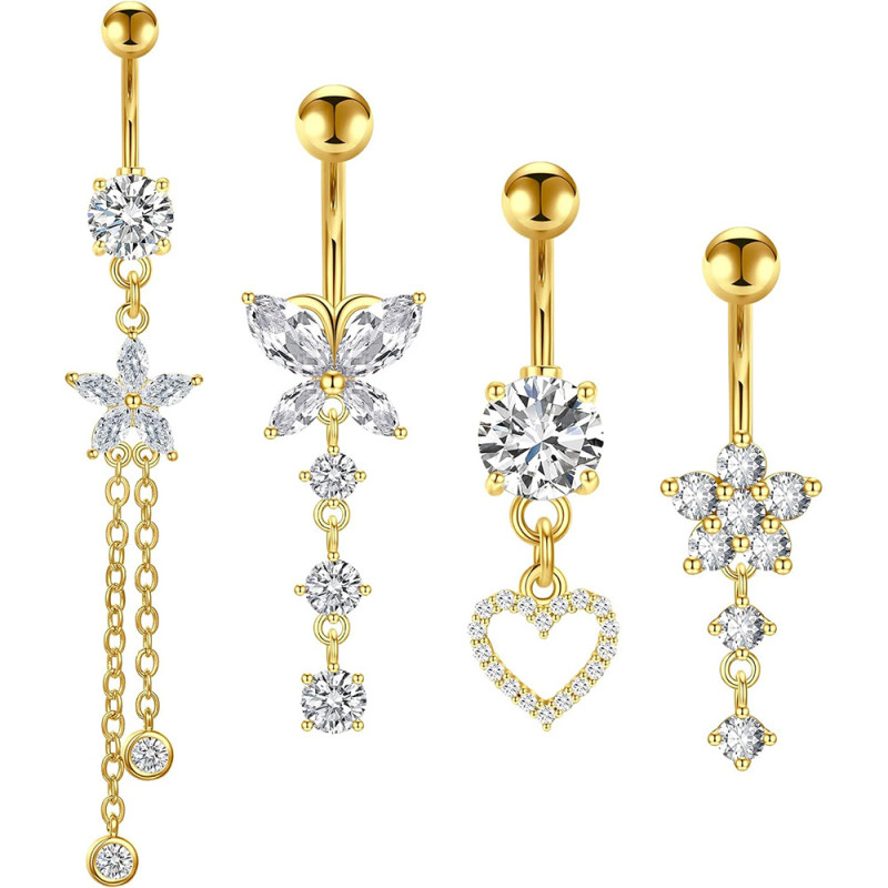 Chic Dangled Butterfly Star Navel Ring Piercing Belly Button Ring for Women Jewelry Gift