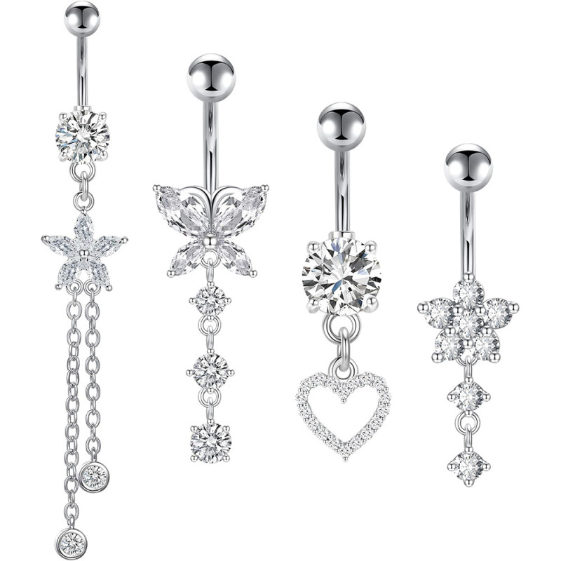 Chic Dangled Butterfly Star Navel Ring Piercing Belly Button Ring for Women Jewelry Gift