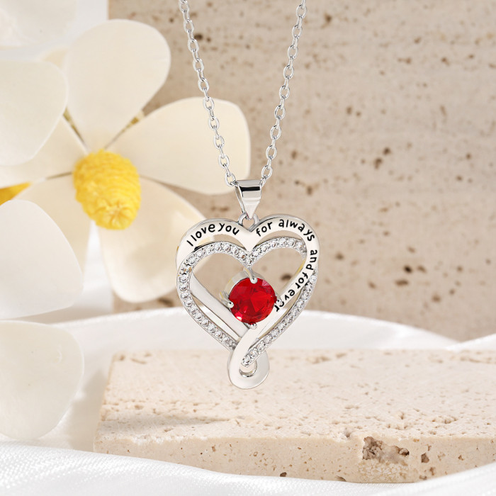 Elegant Women Double Heart Necklace Crystal Stone Series Love Necklace Trendy Party Festival Casual jewelry Gift