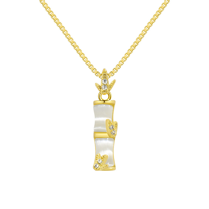 Chic Elegant White Jade Bamboo Pendant Clavicle Chain for Women Stylish Trendy Party Festival Casual Jewelry Gift