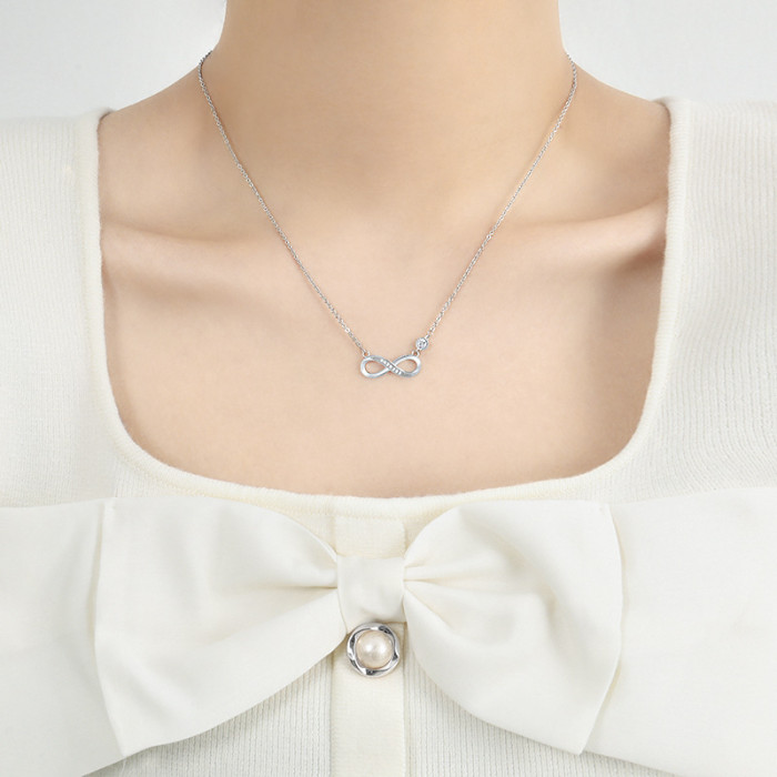 Dainty Elegant Infinity Forever Love Necklace CZ Pendant Necklace for Women Gift Jewelry