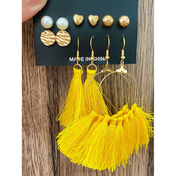 Gold Color Vintage Hoop Earrings Set for Women Boho Pearl Geometric Metal Twist Earring Fashion Jewelry Gifts 2024