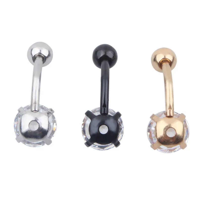 Chic Piercing Navel Steel Single Crystal Rhinestone Belly Button Rings Navel Piercing Casual jewelry Gift