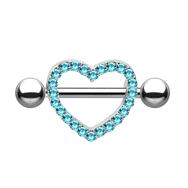 Chic Hypoallergenic Nipple Rings For Women Stainless Steel Heart Cz Barbell Nipplerings Piercing Jewelry 216045262035