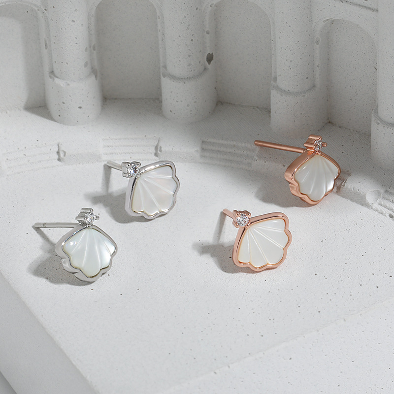 Dainty Elegant Shell Stud Earrings For Women Zircon Shell Earring Trendy Party Festival Casual Jewelry Gift 216045248997