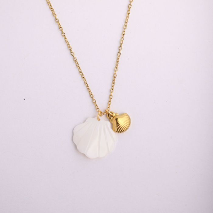 18K Gold Plated Stainless Steel Natural Shell Beach Starfish Necklace Trendy Party Festival Casual Jewelry Gift